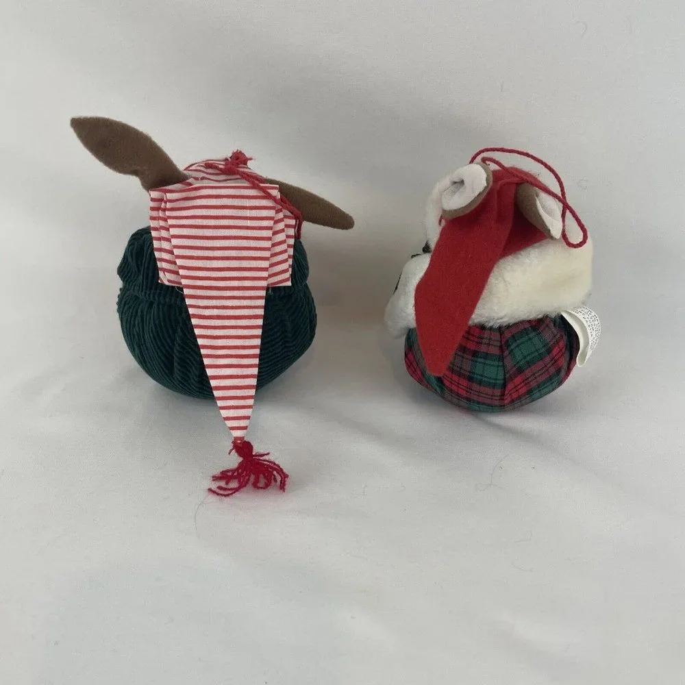 Coynes & Company Christmas Mice Hanging Ornaments‎ 4” Plush Cloth Vintage